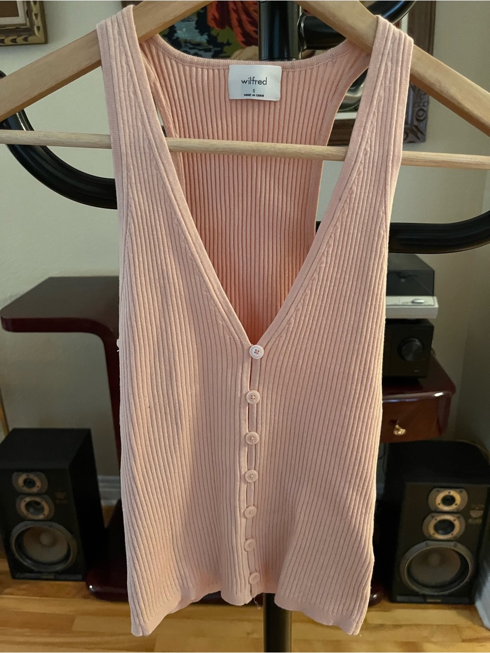 Wilfred Blush Pink Ribbed Button-Front Tank